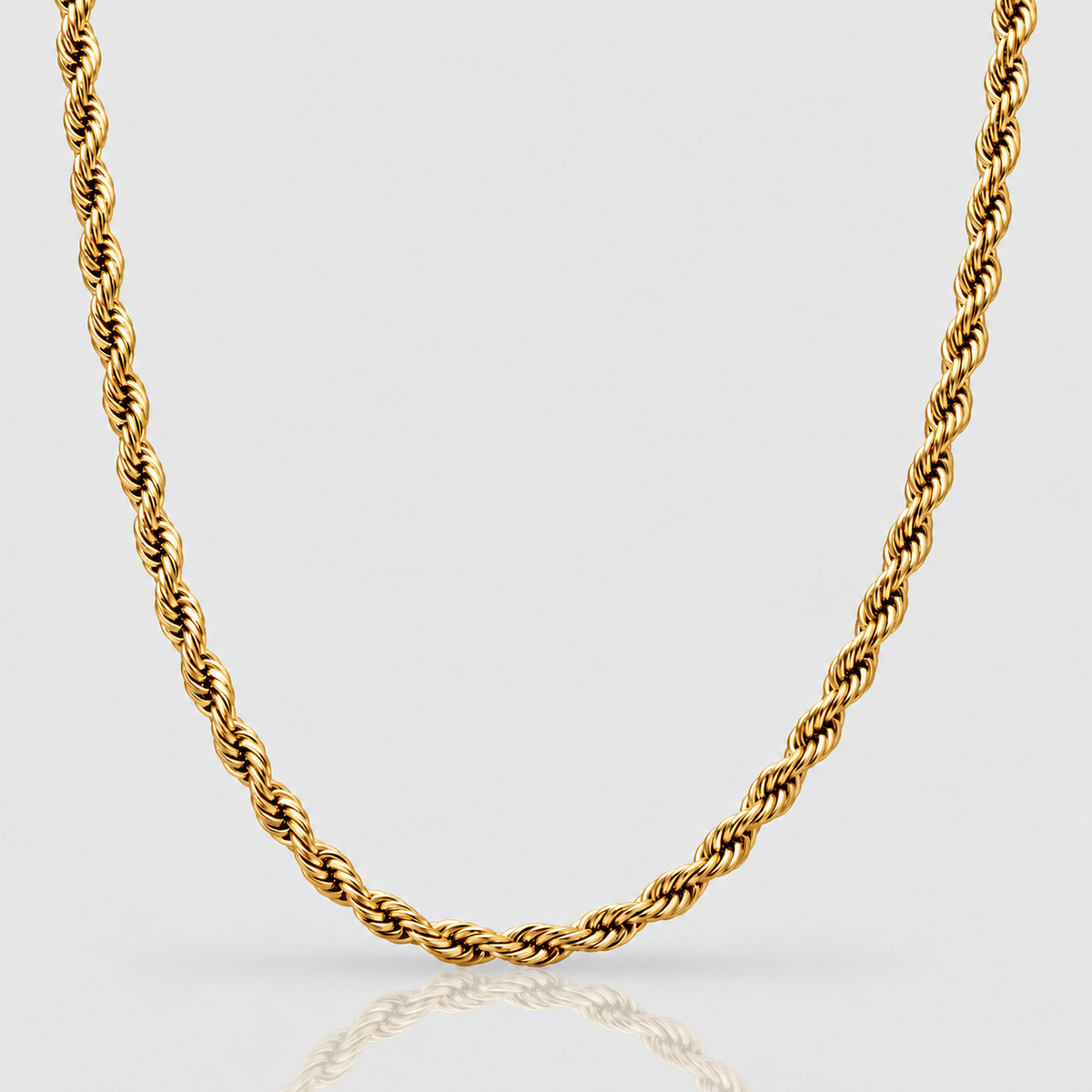 Unveiled 5mm rope chain in 18k PVD gold on light grey background