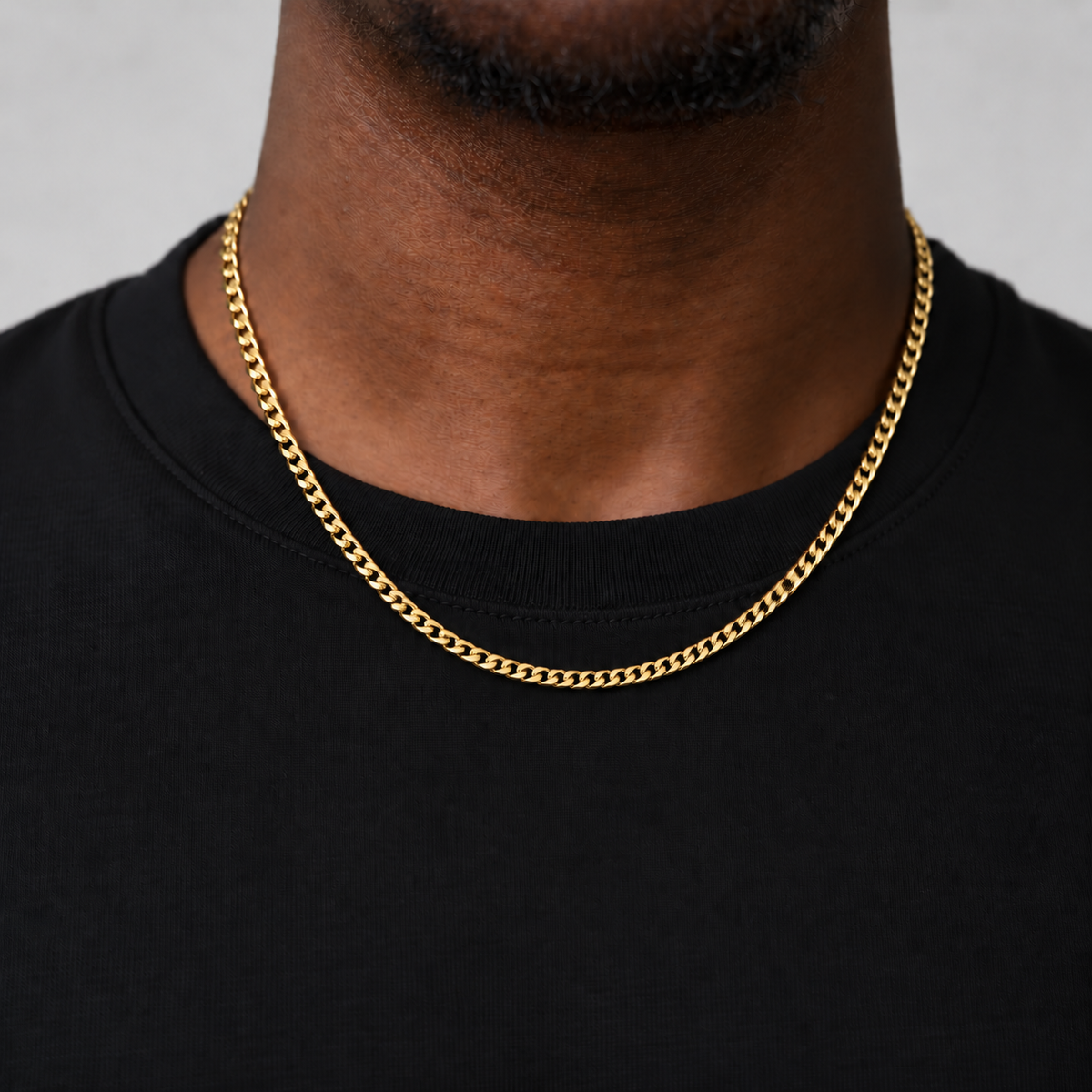 02 cuban 4mm gold black tee 50cm