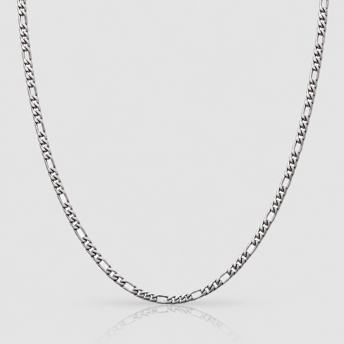 Unveiled 3mm Figaro chain, stainless steel silver, Light-grey packshot